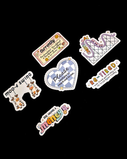 Currently Overstimulated Holographic Sticker: Water Resistant Laptop Mental Health Decal