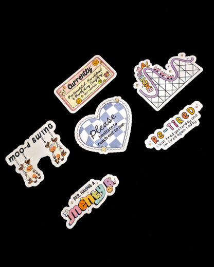 Emotional Roller Coaster Holographic Sticker: Water Resistant Laptop Mental Health Decal