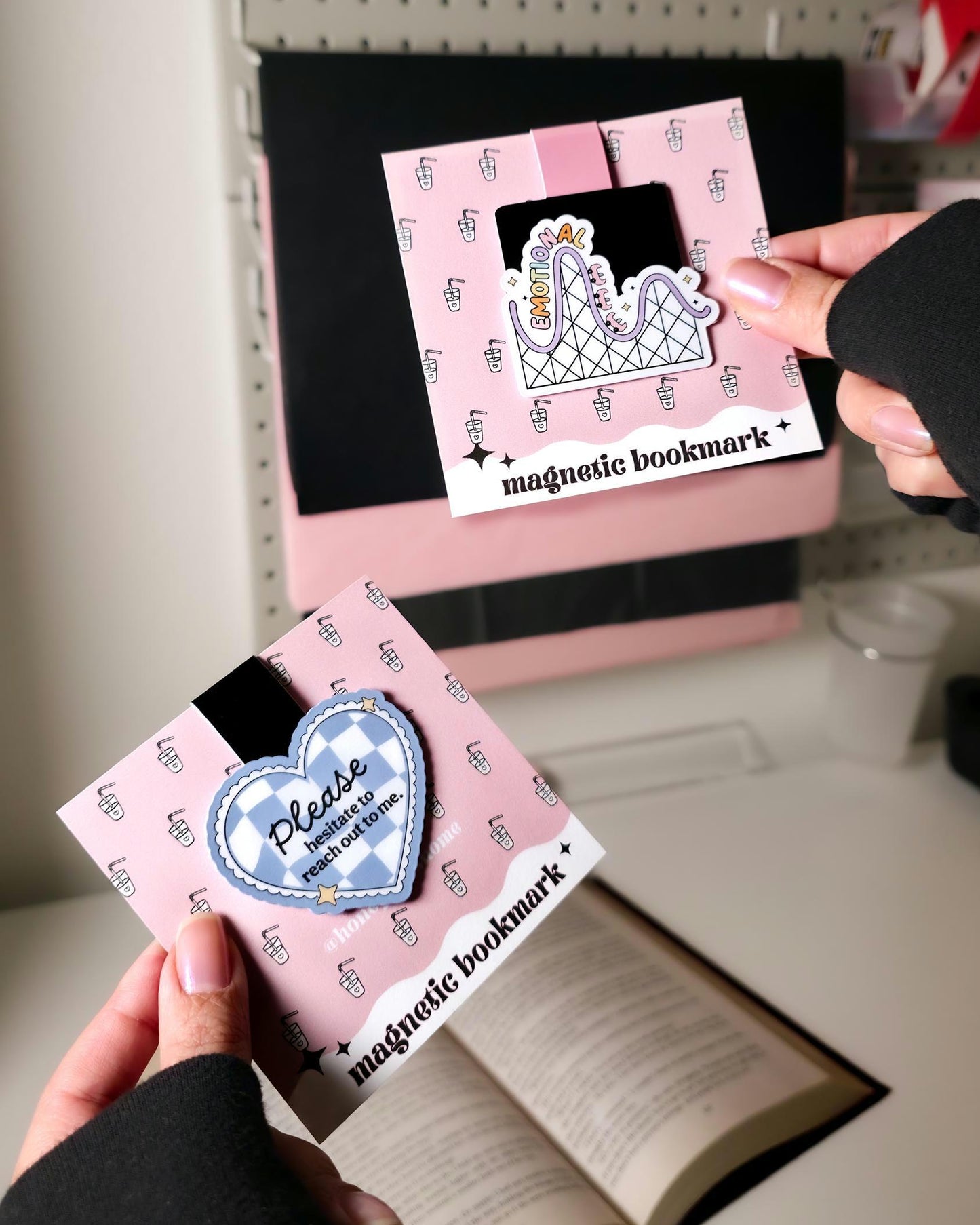 Please Hesitate To Reach Out To Me Magnetic Bookmark: Mental Health, Anxious Girlie Humor