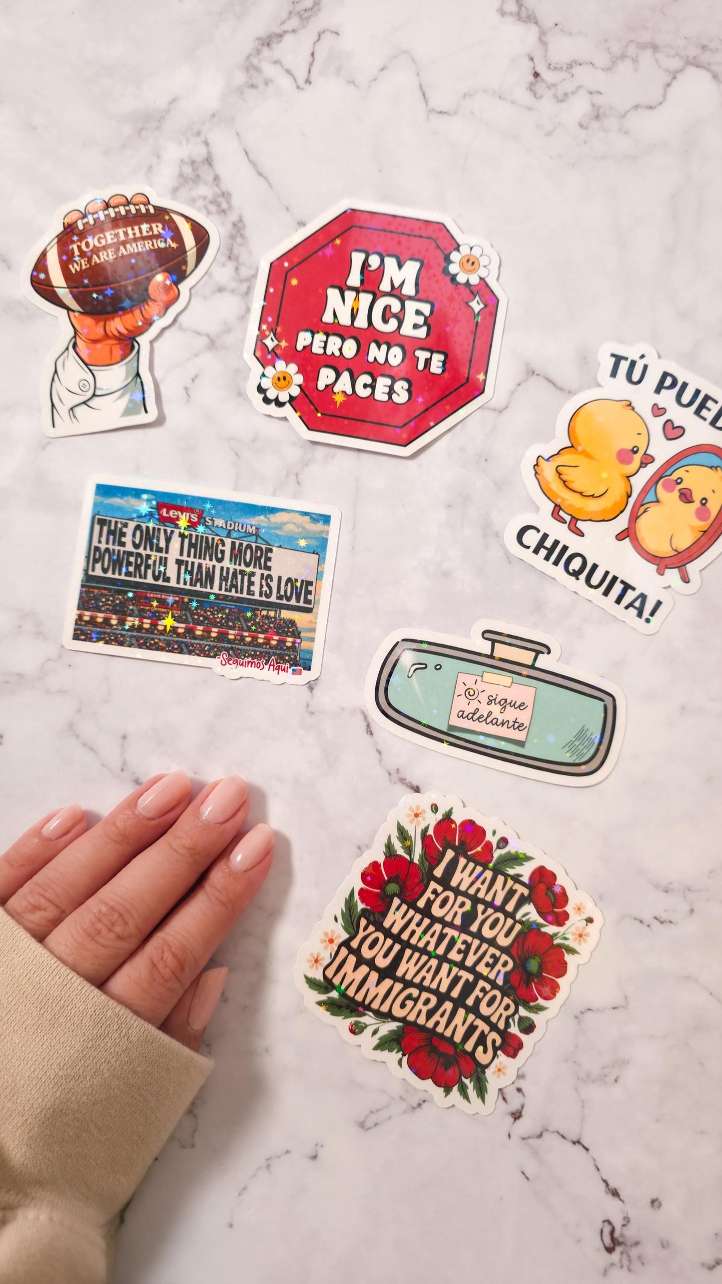 Sigue Adelante Holographic Sticker: Keep Moving Forward, Inspirational Rear View Mirror