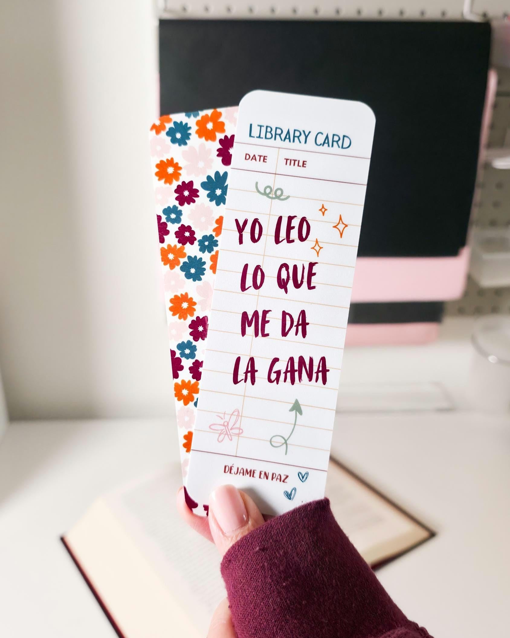 Yo Leo Lo Que Me Da La Gana Library Card Bookmark Duo | Spanish Bookish Gift | Latina Book Lover Accessory