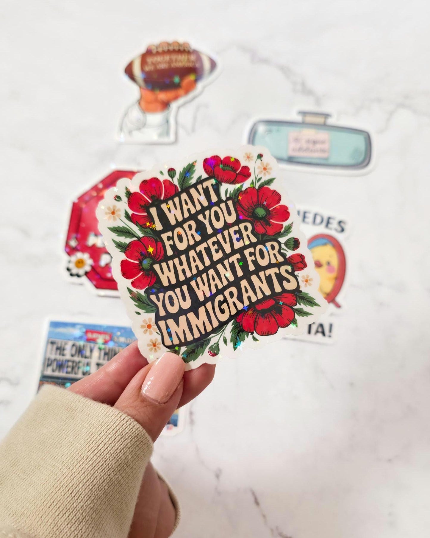 The Seguimos Aqui Bundle: Latin American Pride Holographic Stickers + Bookmarks