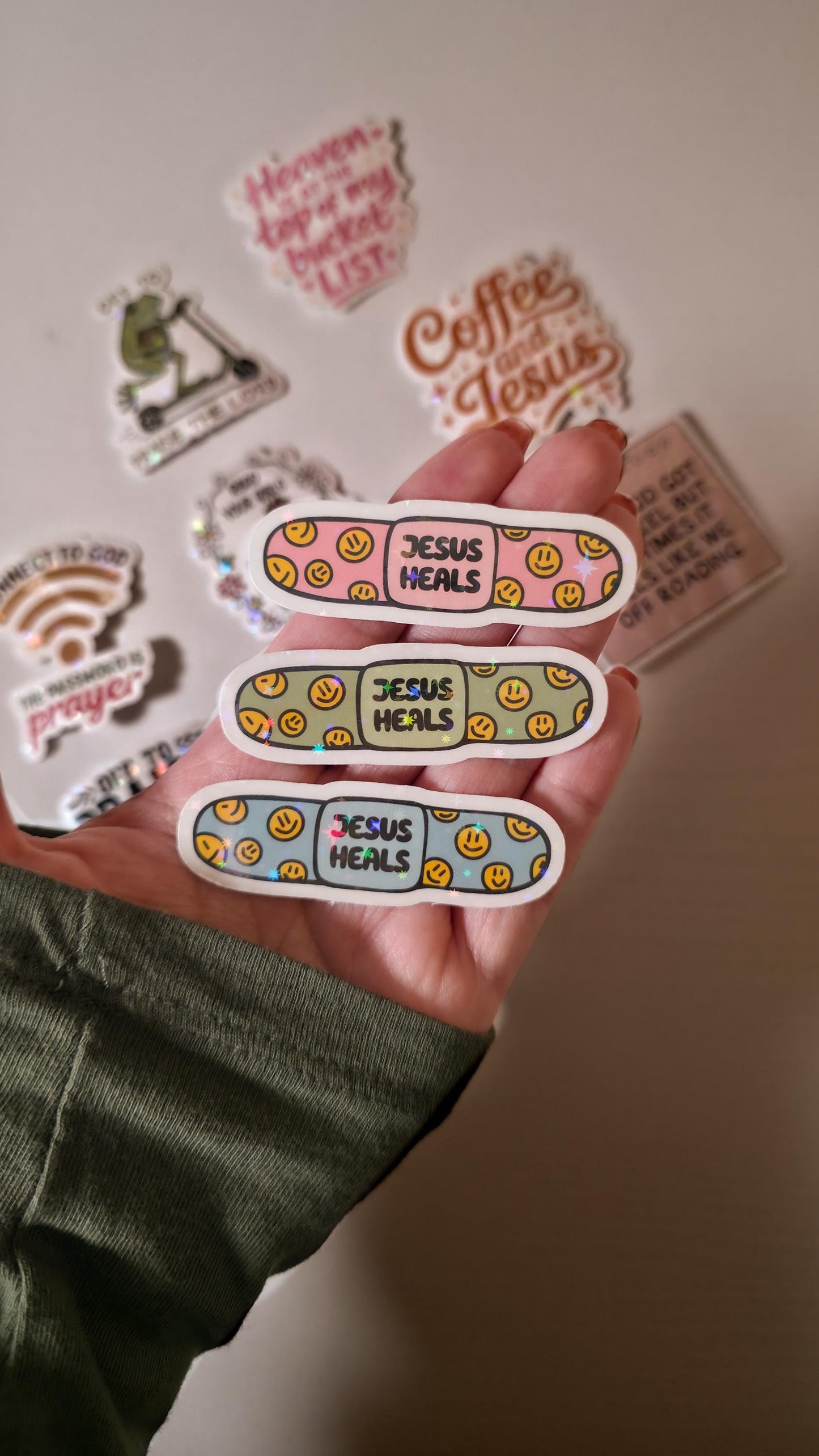 Jesus Heals Band-aid Holographic Sticker | Faith Inspirational Christian Sticker | Religious Vinyl Sticker