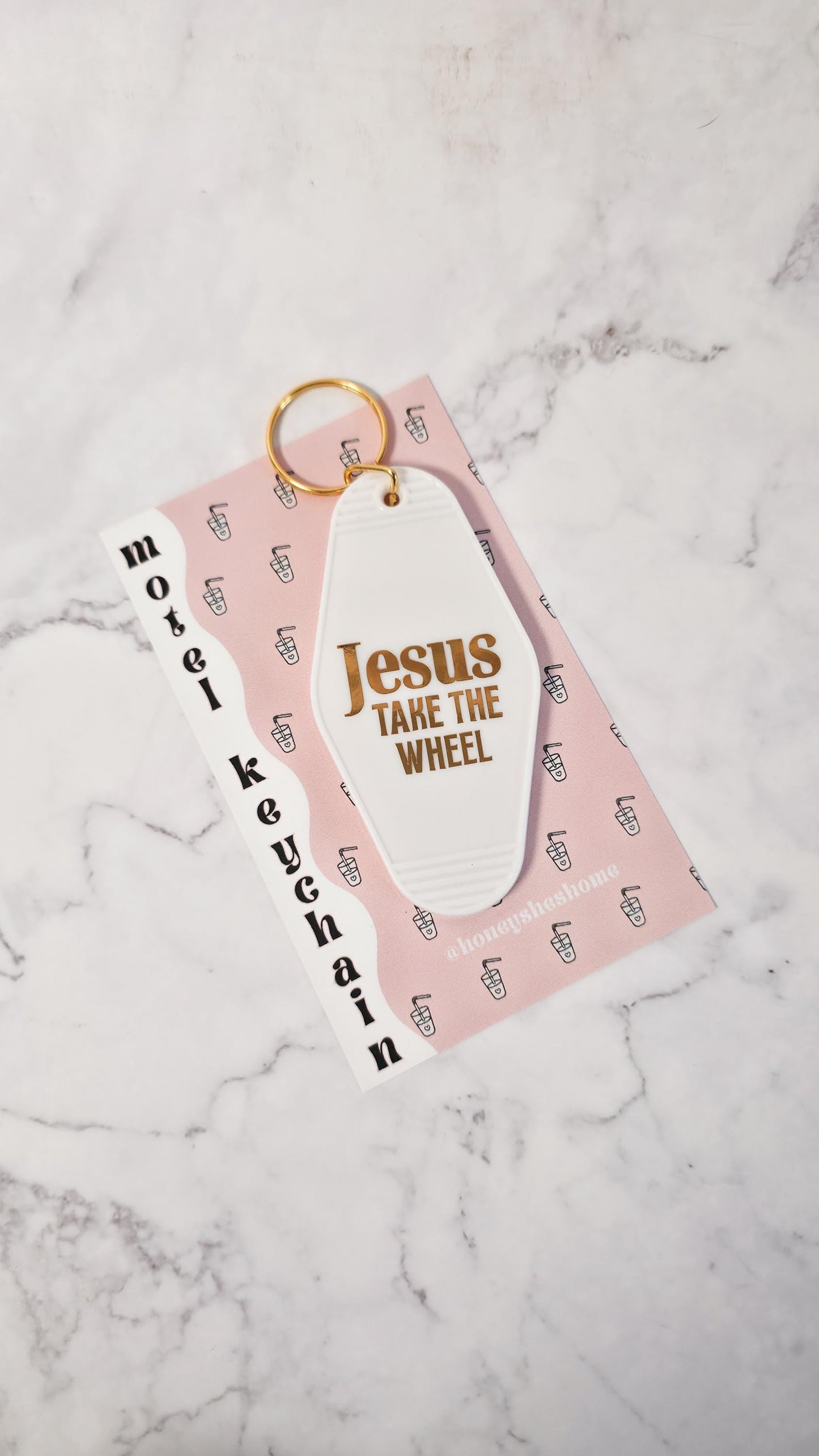 Jesus Take the Wheel Motel Keychain | Faith Humor Keychain | Religious Accessory | Car Lover Gift