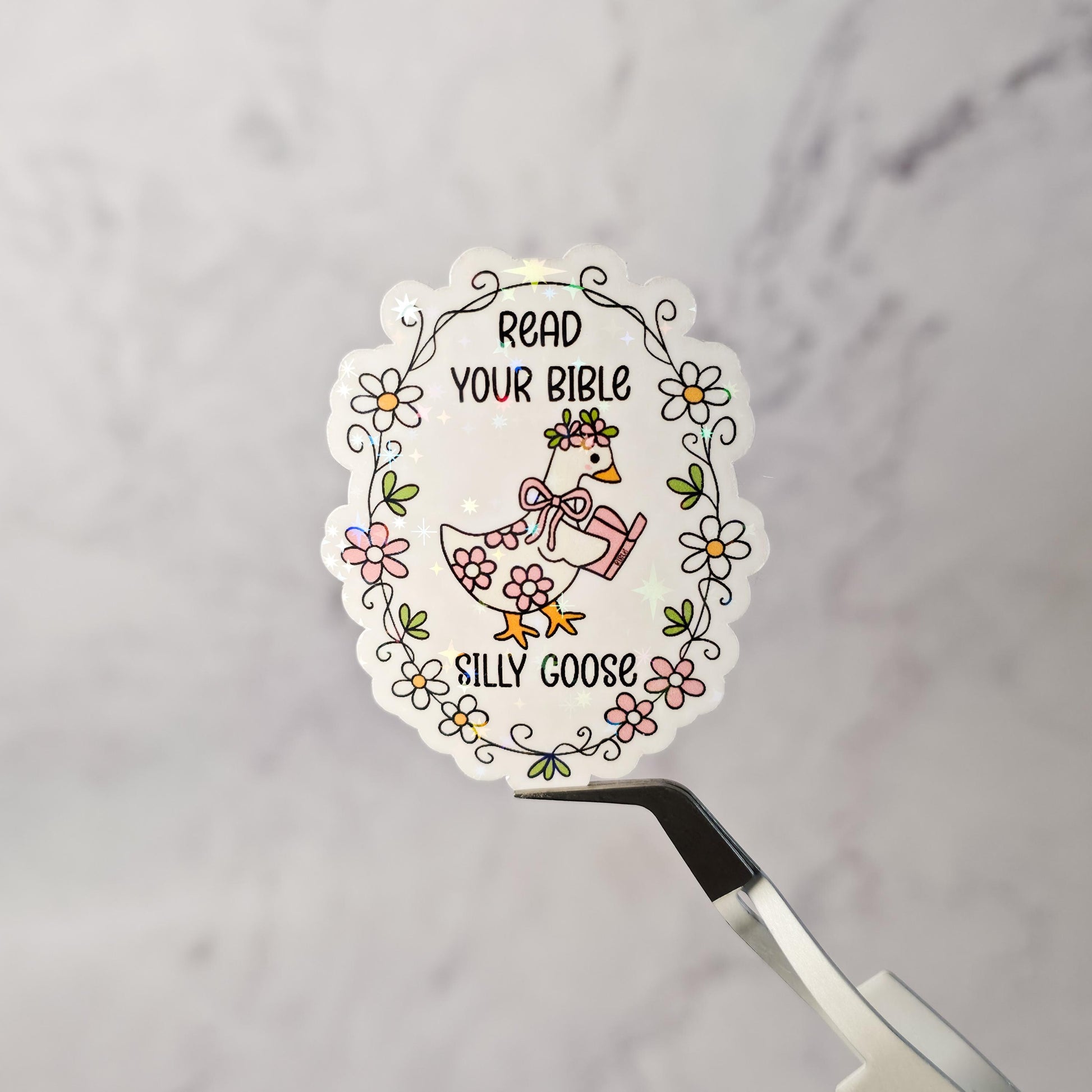 Read Your Bible Silly Goose Holographic Sticker | Funny Christian Sticker | Faith Sticker | Religious Gift