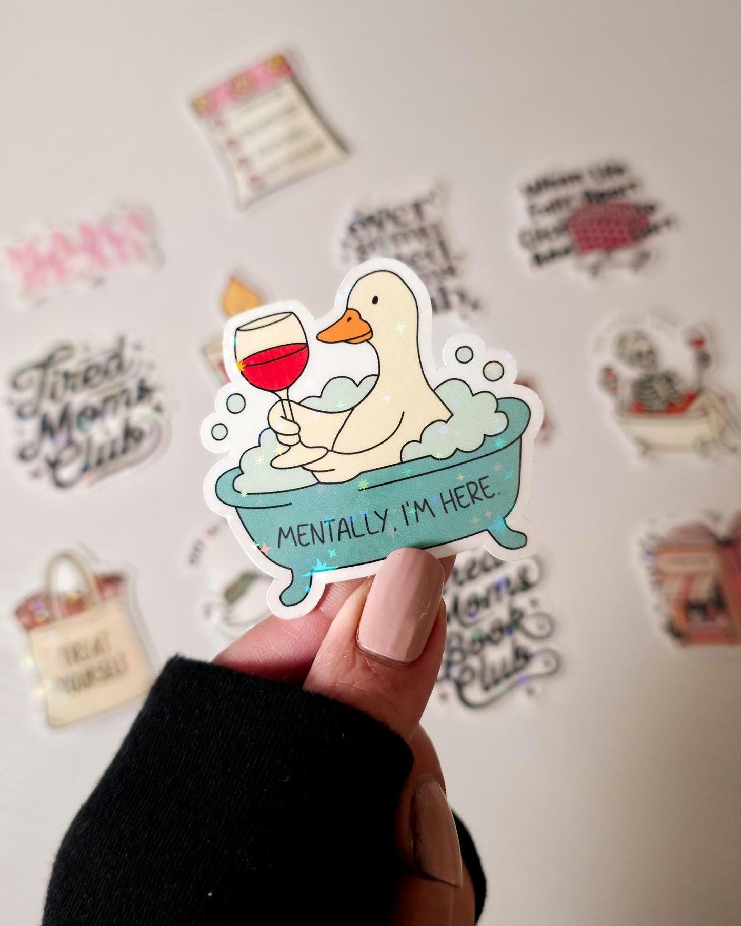Mentally I'm Here Holographic Sticker: Funny Goose Decal