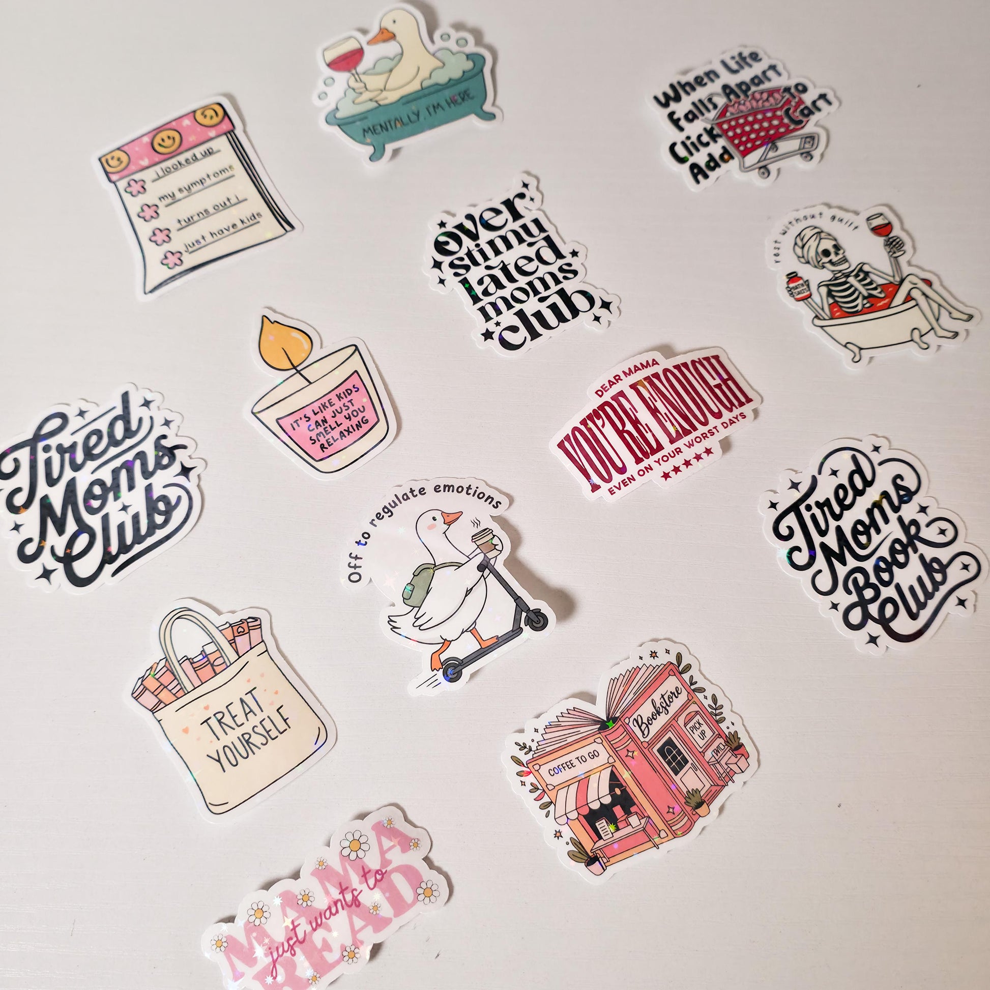 Treat Yourself Tote Bag Holographic Sticker | Bookworm Decal