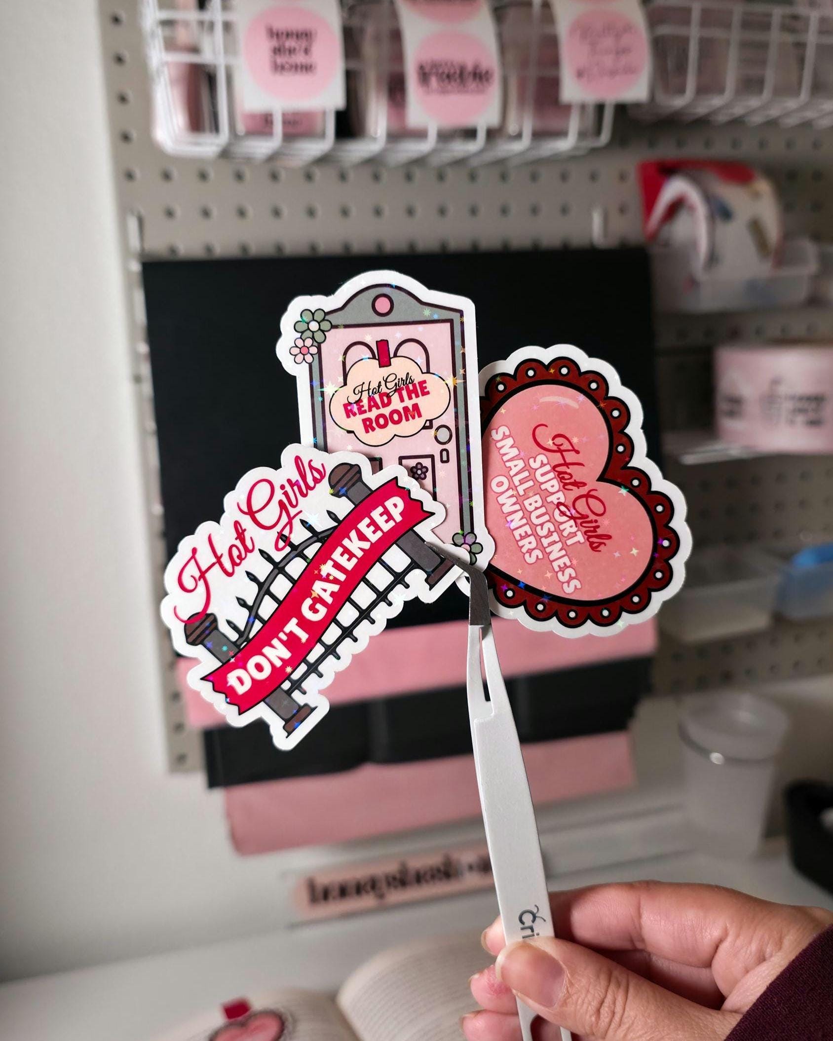 Hot Girls Holographic Sticker Bundle, Book Lover Sticker Pack, Small Business Sticker, Cute Laptop Decals