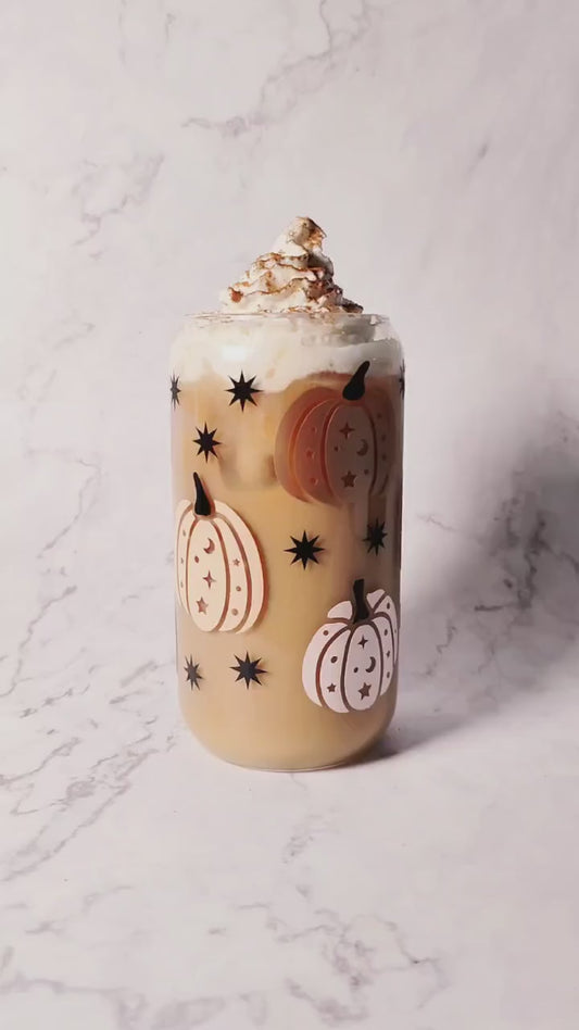 Witchy Halloween Pumpkin Cup, Autumn Pumpkin Libbey Beer Glass, Cute Fall Cup, Autumn Iced Coffee Can, Halloween and Fall Gift