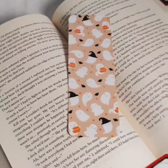 Pumpkin Jack Bookmark, Double Sided Laminated Paper Bookmark, Halloween Page Marker, Cute Book Accessory, Spooky Bookish Gift