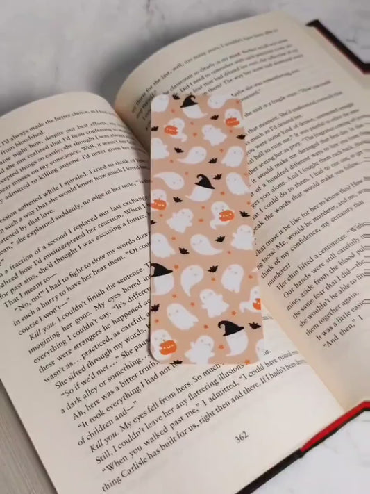 Pumpkin Jack Bookmark, Double Sided Laminated Paper Bookmark, Halloween Page Marker, Cute Book Accessory, Spooky Bookish Gift