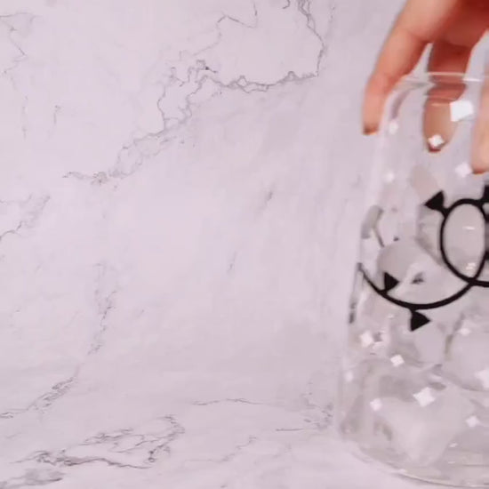 Christmas Lights Glass Cup, Festive Color Changing Glass Cup with Bamboo Lid, Christmas Iced Coffee Gift, 16oz and 20oz Holiday Libbey