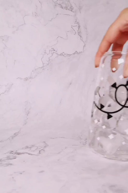 Christmas Lights Glass Cup, Festive Color Changing Glass Cup with Bamboo Lid, Christmas Iced Coffee Gift, 16oz and 20oz Holiday Libbey