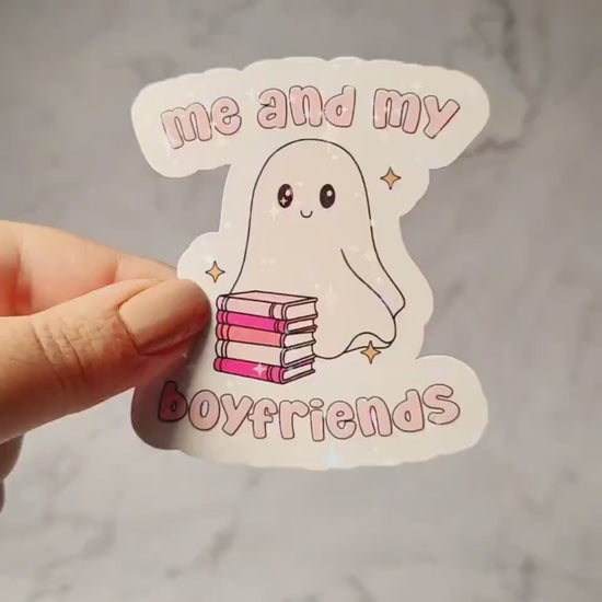 Me and My Boyfriends Ghost Holographic Sticker, Bookish Sticker, Booktok Laptop/Water Bottle Sticker, Water Resistant, Cute Bookworm Gift